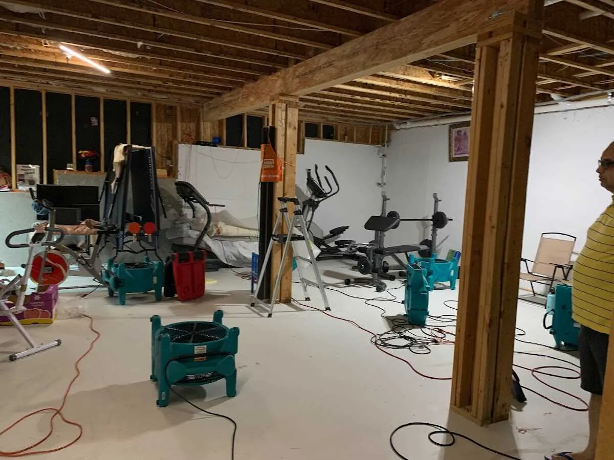 Basement drying equipment setup for Structural Drying in Indian Trail